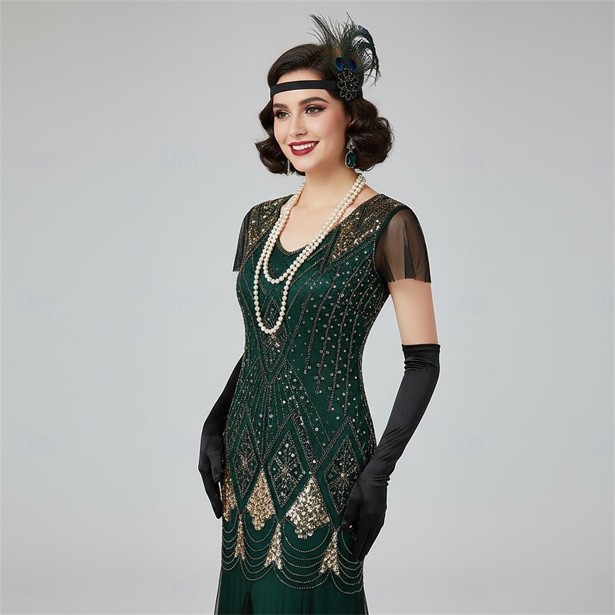 Σετ Δροσμός 20ετών 1920 Μακρύ Φορέματα Τουαλέτα Σύνολα με αξεσουάρ Κοντά μανίκια Το Great Gatsby Καλεσμένος γάμου Πούλιες Λαιμόκοψη V Φανταχτερή Φόρεμα Γυναικεία 2026 - $79.99 –P14