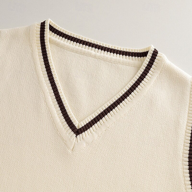 Barn Pojkar Pullover tröja Färgblock Ärmlös V-ringad Utomhus Mode Marinblå Höst Kläder 4-12 år 2026 - $23.99 –P6
