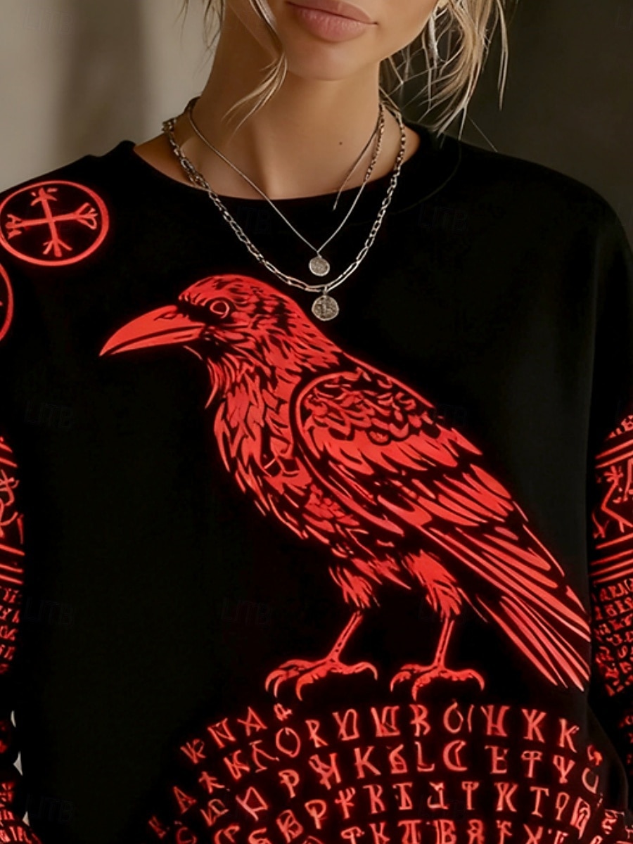 Damen Pullover Sweatshirt Grafik Vintage Lässig Langarm Rundhalsausschnitt Normale Oberteile Lässig Straße Alltagskleidung Rote Frühling Herbst Winter 2026 - $28.99 –P3