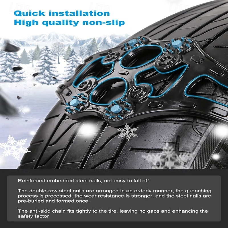 4 stuks/8 stuks auto sneeuwkettingen modderbanden dikke antislipband voor auto/suv/vrachtwagen draagbaar eenvoudig te monteren noodtractie auto 2026 - $66.99 –P12