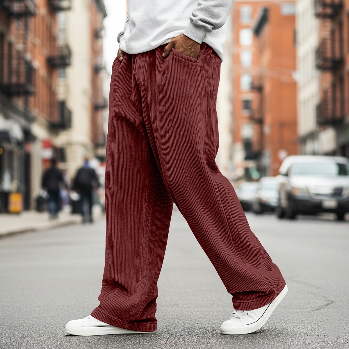 Bărbați Pantaloni Pantaloni Corduroy Pantaloni largi Pantaloni casual Pantaloni de sport cu picior drept Cordon Culoare solidă Confort Lungime totală În aer liber Casual Zilnic Modă Stil Clasic Negru 2026 - $22.99 –P10