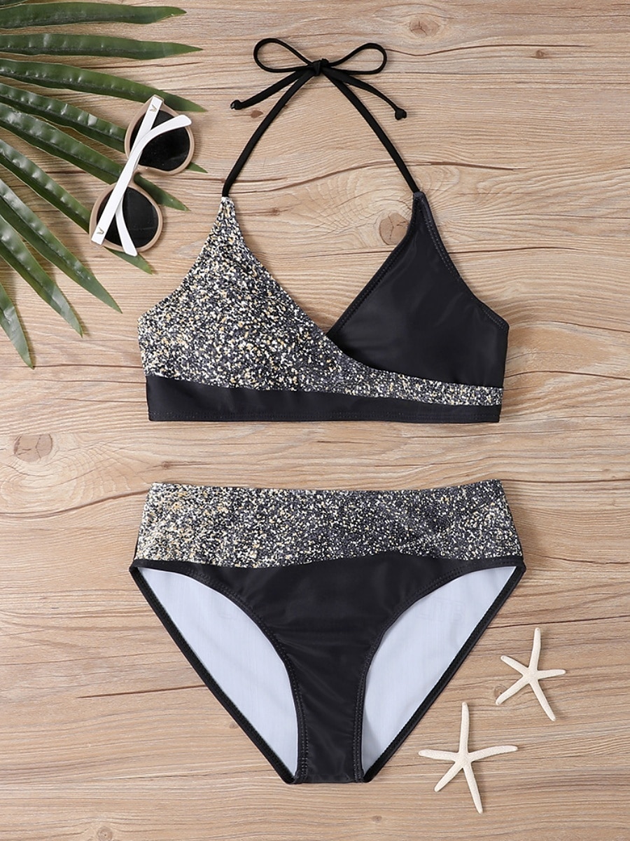 Kvinnors Tankini 2-delad baddräkt med fräck midjekontroll hög midja slank rygglös semester strandkläder halterneck ärmlös baddräkt 2026 - $19.99 –P6