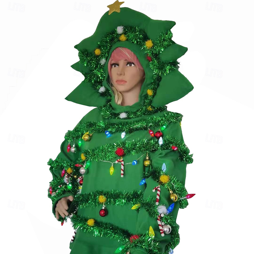 светящиеся рождественские елки, толстовка, карнавальный костюм для мужчин и женщин, рождественский костюм для взрослых, рождественский новогодний комбинезон для выступлений и вечеринок 2025 - $58.99 –P2