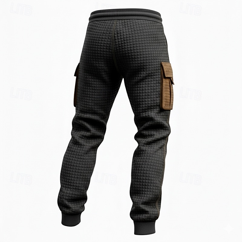 Homens Waffle Calças Cargo Corredores Calças Calça casual Patchwork Bolsos Cintura elástica Bloco de cor Conforto Comprimento total Ao ar livre Casual Diário Férias Moda Preto Micro-Elástica de 2025 por $29.99 –P3