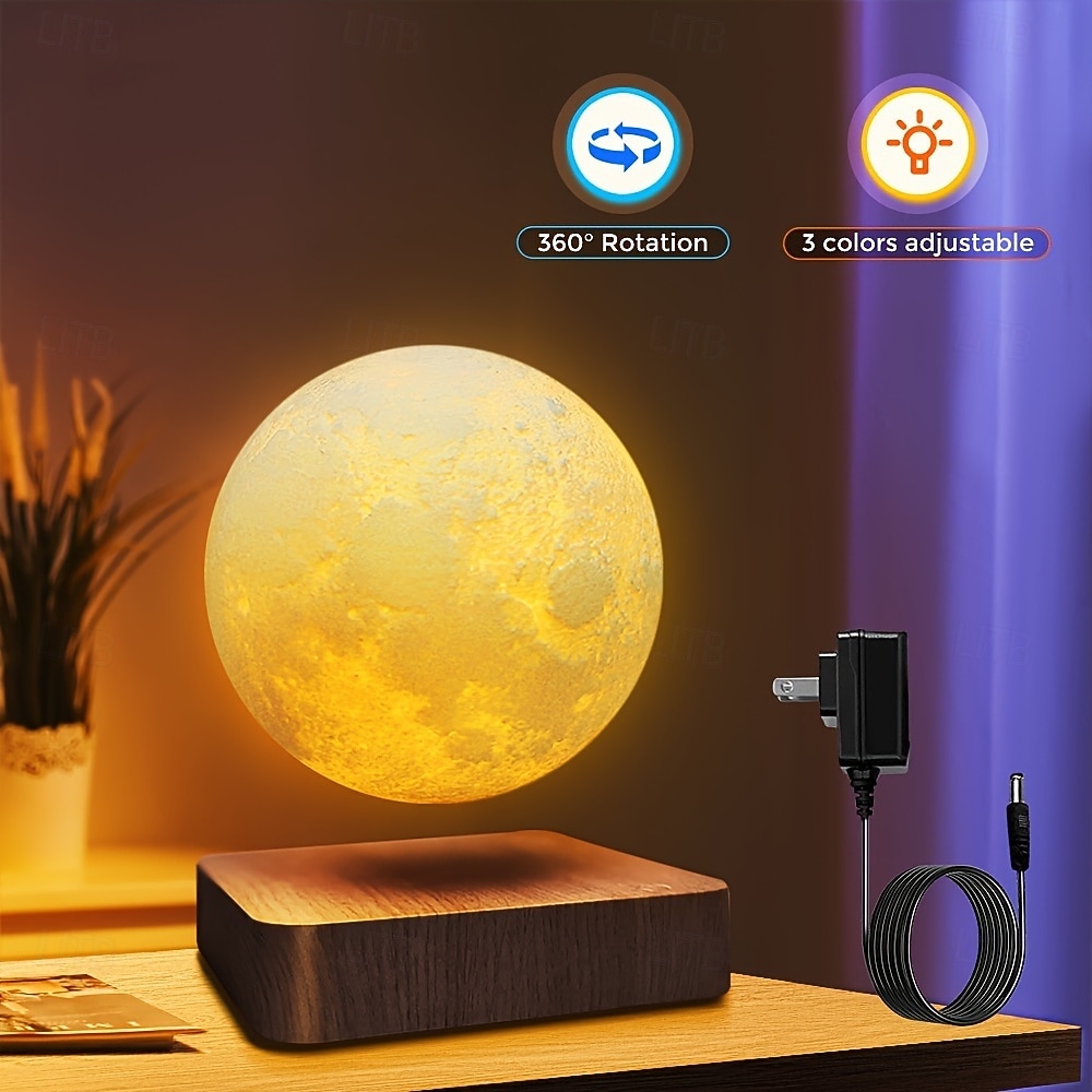 Floating Moon Lamp Magnetic Rotating Lunar Night Light 3 Color Modes Suitable for Home Office Desk Decoration Unique Bedroom Lighting Cool Tech Gadget Valentine's Day Gift 2026 - $119.99 –P2