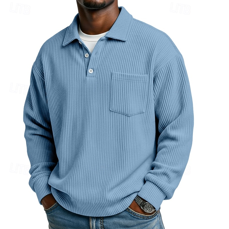 Hombre Camisa de Pana Con Texturas Casual Deportes Diseño Manga Larga Moda Básico Bloque de color Bolsillo Botones Otoño Primavera & Otoño Otoño invierno Ajuste regular Negro Gris Azul Claro Azul 2026 - $25.99 –P2