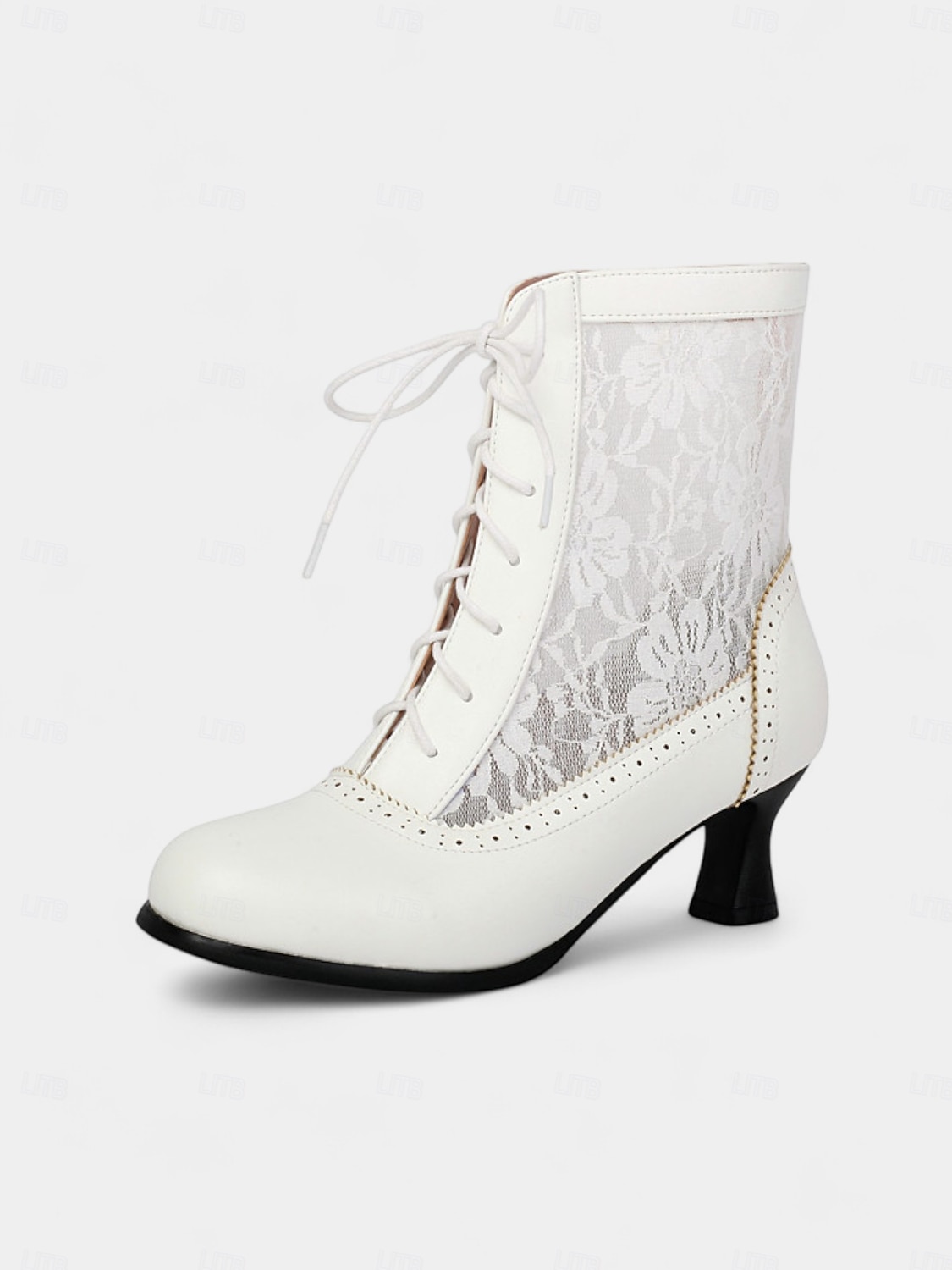 Ghete victoriene din dantelă albă pentru femei – pantofi eleganți vintage cu toc jos, cu șireturi, în stil eduardian și pentru nuntă, petrecere și mireasă, în stil vintage din anii 1920 2026 - $59.99 –P5
