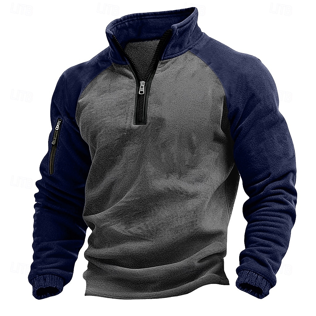 Ανδρικά Κάνε στην άκρη Φούτερ με φερμουάρ Tactical Hoodie Θαλασσί Πράσινο του τριφυλλιού Χακί Καφέ Όρθιος γιακάς Μισό φερμουάρ Σκέτο Κουρελού Τσέπη Μπλοκ χρωμάτων 2026 - $24.99 –P1