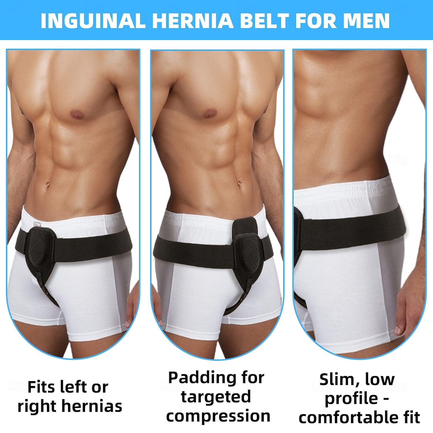 Hernia Belt for Men, Left or Right Inguinal Hernia Support Belt Pain Relief With Removable Compression Pads Adjustable Groin Hernia Truss for Pre/Post Surgery, Inguinal, Femoral and Groin Hernias 2026 - $16.49 –P5