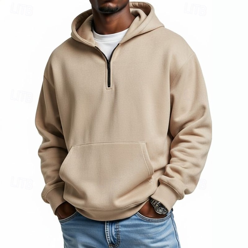 Herre Hattetrøje Genser Hettegenser med glidelås Rosa Militærgrønn Lysegrønn Lyseblå Med hette عادي Lomme Quarter Zip Avslappet Daglig Sport & Utendørs Polyester Gatemote Sportsklær Fritid Høst Vinter 2026 - $37.99 –P1