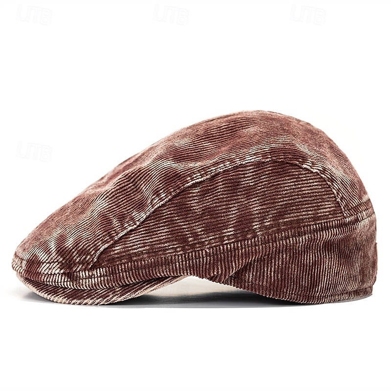Homens Boina Chapéu Ascot chapéu de jornaleiro Preto Vinho Veludo Cotelê Jacquard Moda Casual Rua Diário Tecido Ajustável Filtro Solar Respirável de 2026 por $16.99 –P3