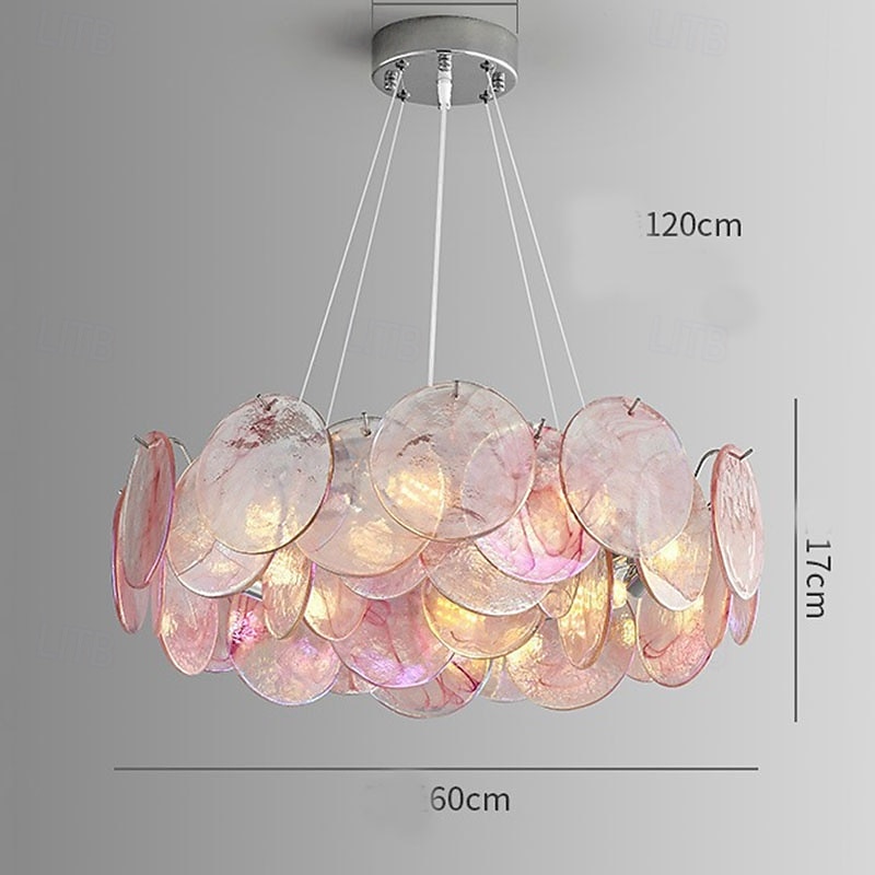2026年 ピンクのムラーノガラスの円盤のシャンデリア  コレクション – $561.49 –P7