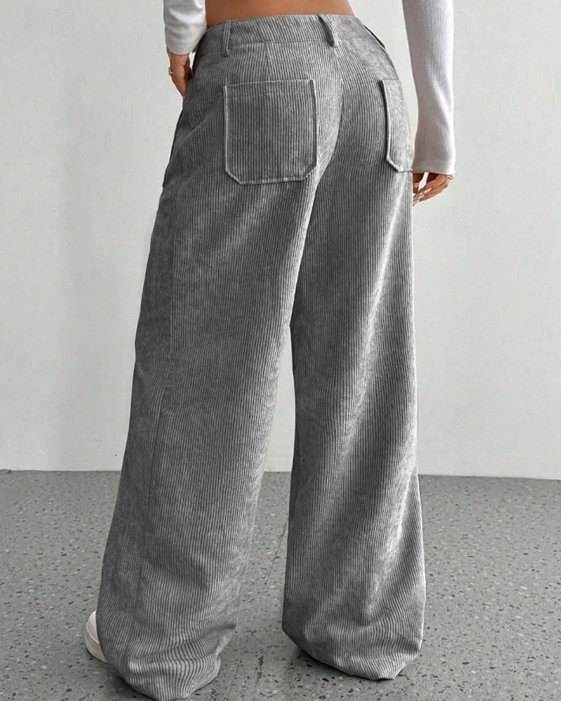 Per donna Culotte Gamba Larga Chinos Streetwear Casual Lunghezza intera Vita media Semplice Tasca Elastico in vita Confortevole Inelastico Quotidiano All'aperto Vacanza Aalbicocca Grigio Blu marina del 2026 a $14.49 –P10