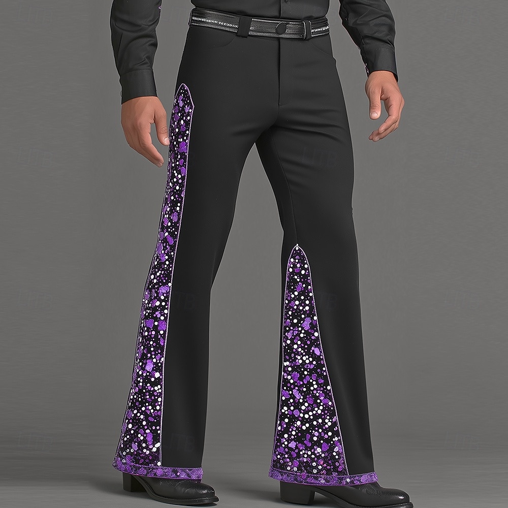 בגדי ריקוד גברים תבנית גאומטרית מכנסיים מכנסי דיסקו מכנסי פעמון משנות ה-60 וה-70 מותן בינוני רטרו וינטג' בָּחוּץ מפלגה קזו'אל כיסי צד מכנסיים מתרחבים אביב סתיו הדפסת תלת מימד שחור 1 שחור 2026 - $29.99 –P2