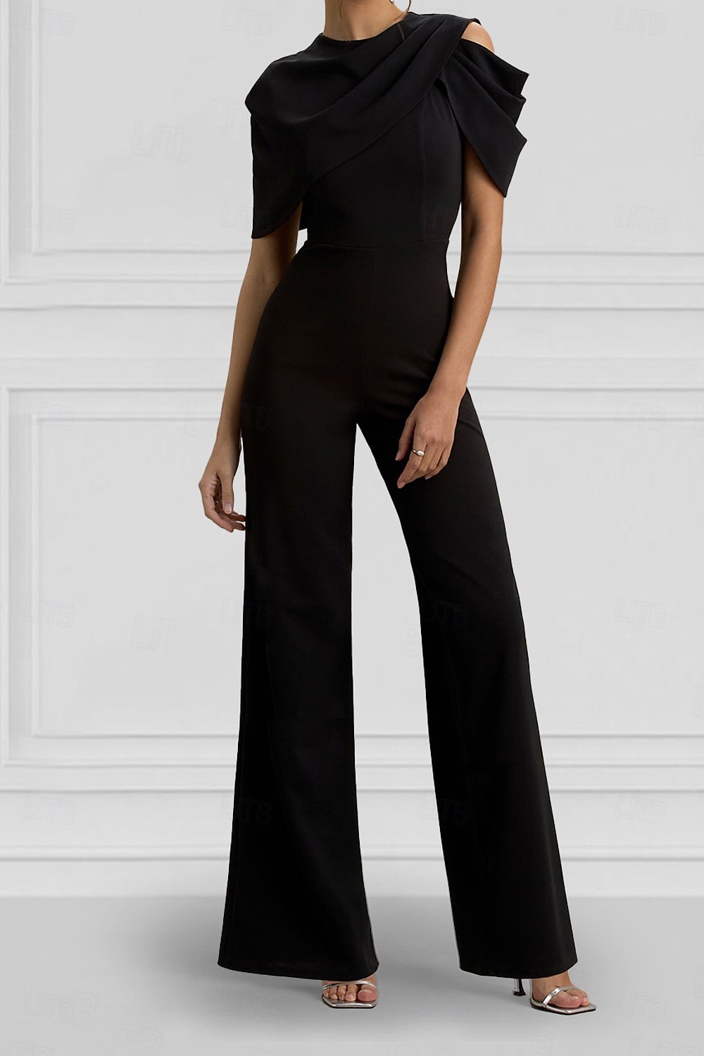 Overalls Bodenlang Brautmutterkleid Kurzarm Rundhalsausschnitt Elegant Einfach Formell Hochzeitsgast Familientreffen Stretchstoff mit Einfarbig 2026 - $153.99 –P3