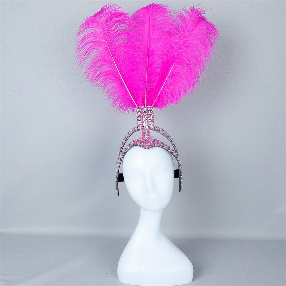 Carnaval 2026 Accesorios Samba del Carnaval de Río Diadema de Showgirl de Plumas de Avestruz Blanca - Diadema de Cristales y Piedras - Accesorio de Vestuario Burlesque Gatsby para Festival de Brasil 2026 - $53.99 –P10