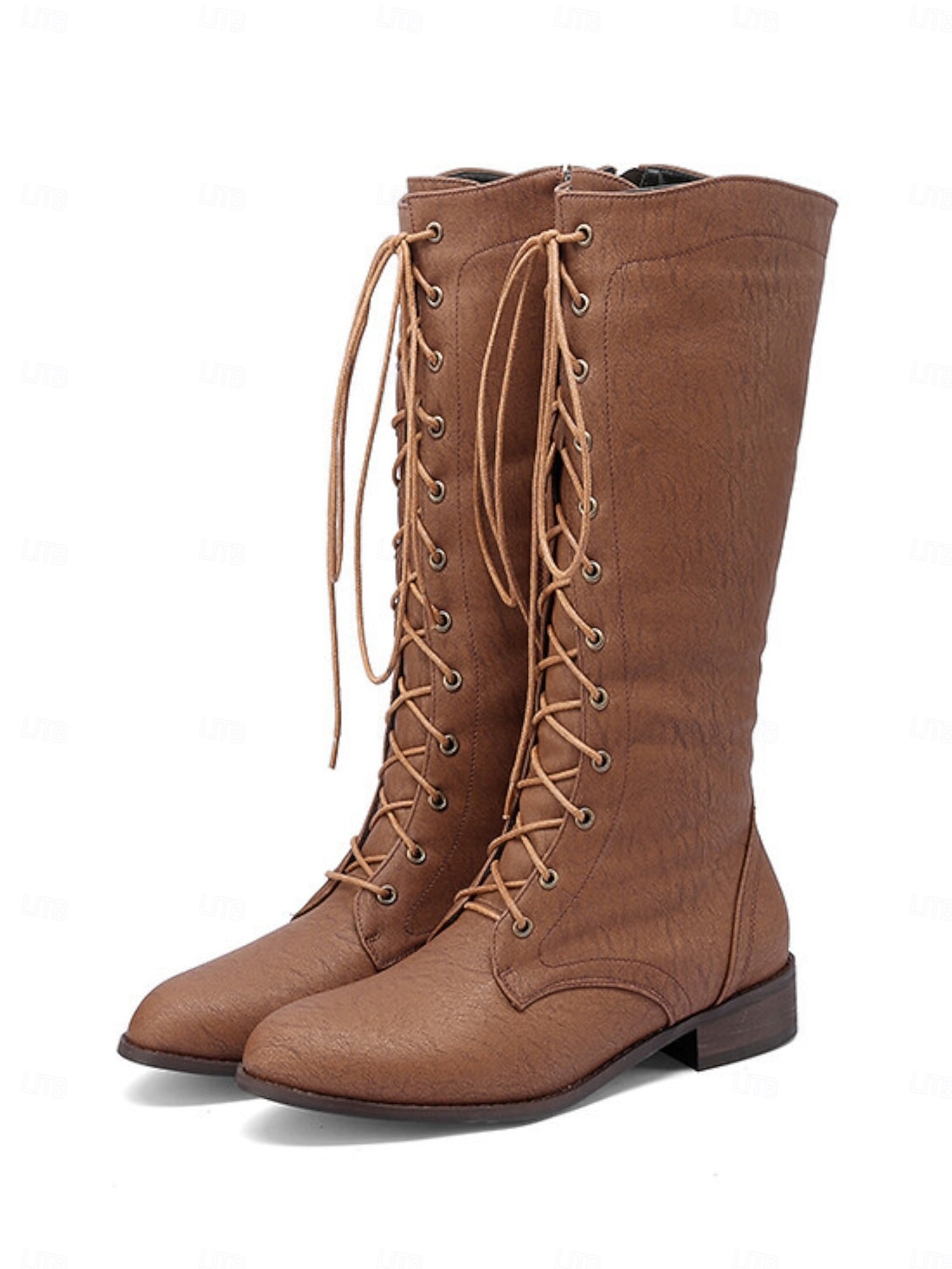Γυναικείες μπότες τζιν με κορδόνια - casual ψηλοτάκουνες μπότες για ανοιξιάτικη και φθινοπωρινή μόδα, άνετες και κομψές 2026 - $69.99 –P7