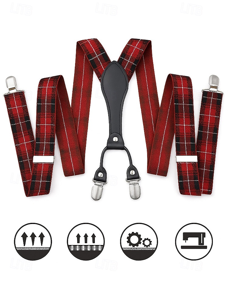 мужские рождественские подтяжки – эластичная ткань с разнообразными узорами, регулируемые и стильные, идеально подходят для праздничных вечеринок и официальных мероприятий 2026 - $18.99 –P4