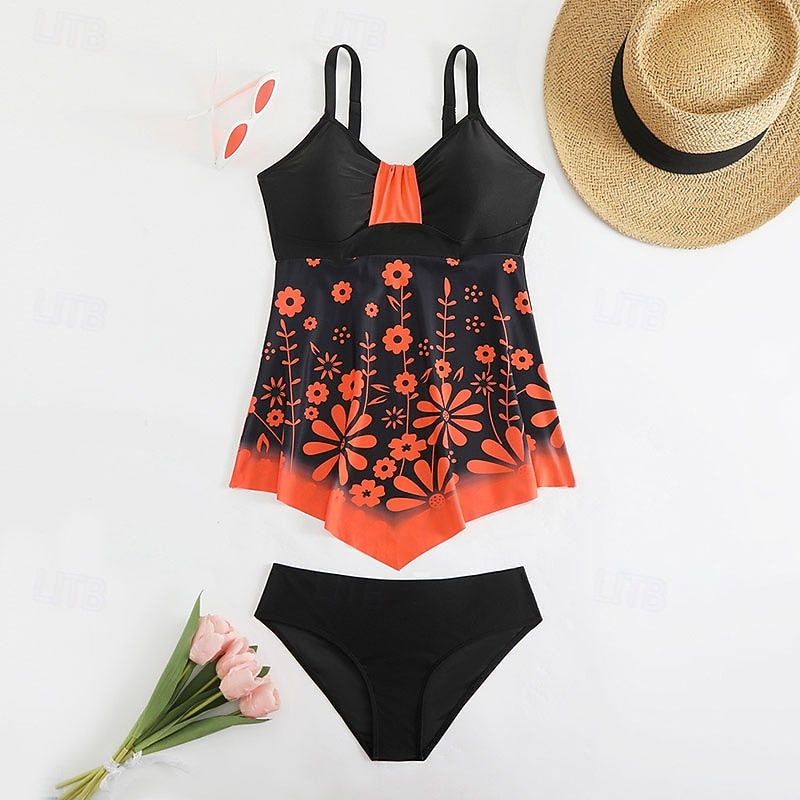Per donna Costumi da bagno Due pezzi Birichino Costume da bagno Senza schiena Vacanza Vintage Floreale Grafico Scollo a V Senza Maniche Costumi da bagno del 2026 a $28.99 –P3