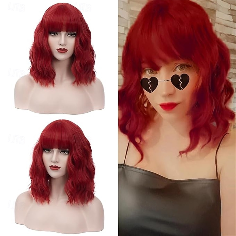 Carnival Wig 2026 Pink Red Blue Curly Short Synthetic Festival Wig Mardi Gras Parade Cosplay Costume Hair for Women 2026 - $21.99 –P5