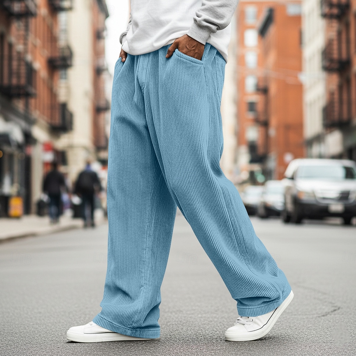 Bărbați Pantaloni Pantaloni Corduroy Pantaloni largi Pantaloni casual Pantaloni de sport cu picior drept Cordon Culoare solidă Confort Lungime totală În aer liber Casual Zilnic Modă Stil Clasic Negru 2026 - $22.99 –P6
