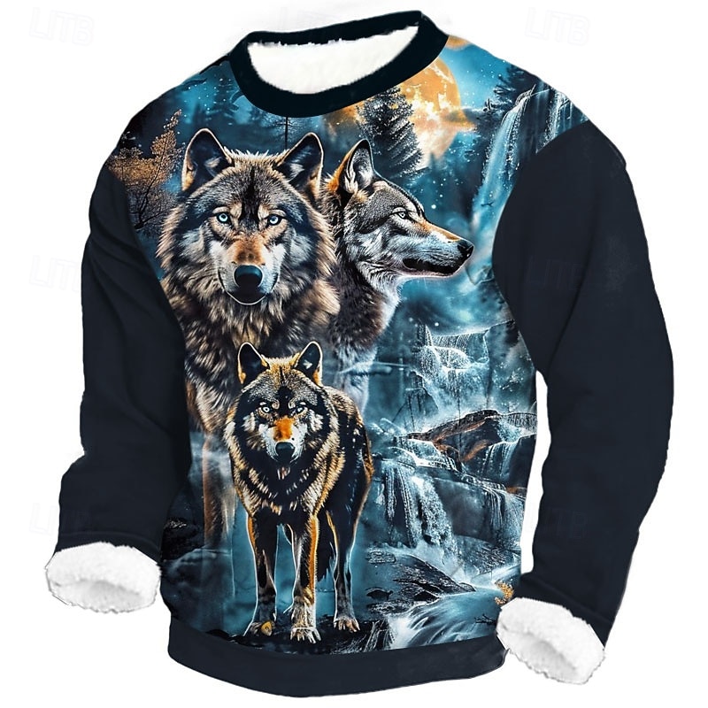 Miesten Susi Fleece College Päivittäin Vapaa-aika 3D Tiukka pyöreä kaula-aukko Koti Juhla Lahja Katuvaatteet Sininen Musta Tumman sininen 3D-tulostus Syksy Talvi Suunnittelija S M L XL XXL XXXL 2026 - $30.99 –P2
