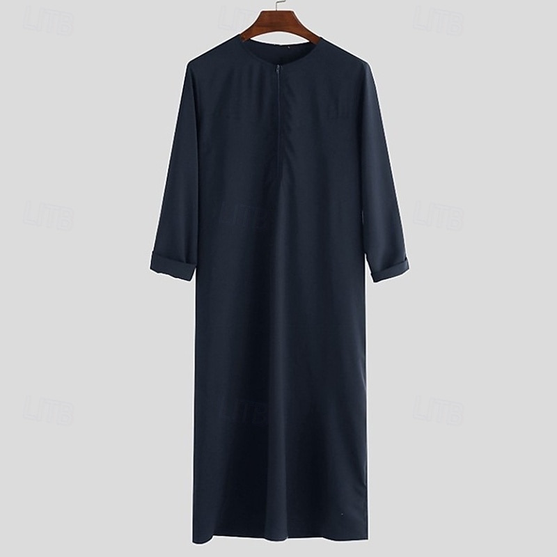 Муж. Домашняя одежда Ночная рубашка Ночная сорочка Полотняное плетение Стиль Удобная обувь Дом Повседневные Хлопок Мягкий Дышащий Вырез под горло Длинный рукав Весна Осень Черный Темно синий 2026 - $33.99 –P7