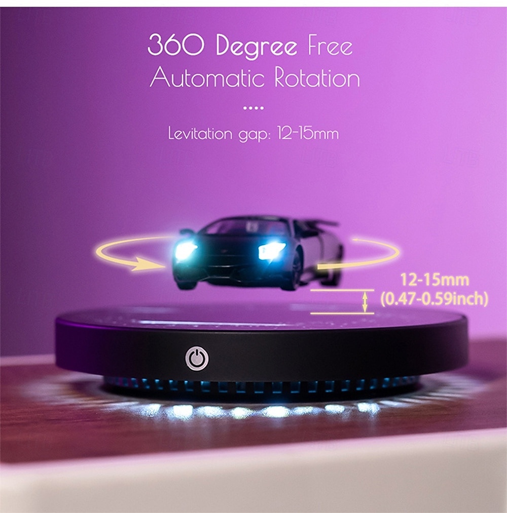 Magnetic Levitation Black Cast Car with Luminous Circular Starry Sky Base Featuring Real LED Energy-saving Lighting Effect Controlled By Switch Freely Rotating in The Air for Valentine's Day Gift 2026 - $109.99 –P13