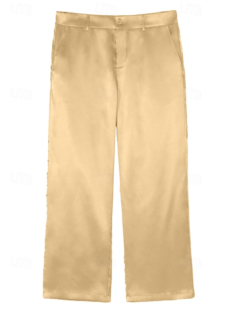 Pánské Saténové kalhoty Kalhoty Oblekové Hedvábí jako Oblek Kalhoty Kapsy Straight-Leg Bez vzoru Prodyšné Plná délka Svatební Párty Obchod Módní Šik ven Černá Bílá Neelastické 2026 - $12.99 –P6