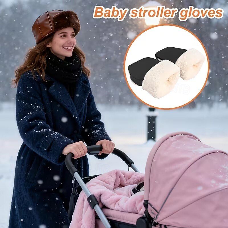 перчатки-муфты для колясок - зимние ветрозащитные и с флисовой подкладкой, с толстыми ручками 2026 - $23.99 –P1