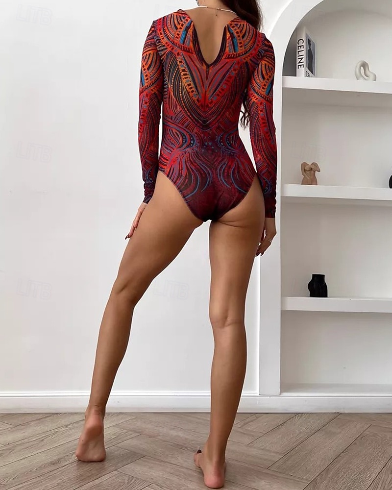 Γυναικεία Προστατευτικά Μαγιό Ολόσωμα μαγιό Γραφική Μπόχο Δίχτυ Προστασία UV Αναπνέει Μακρυμάνικο Μαγιό Σέρφινγκ Παραλία Διακοπές Άνοιξη 2026 - $25.99 –P2