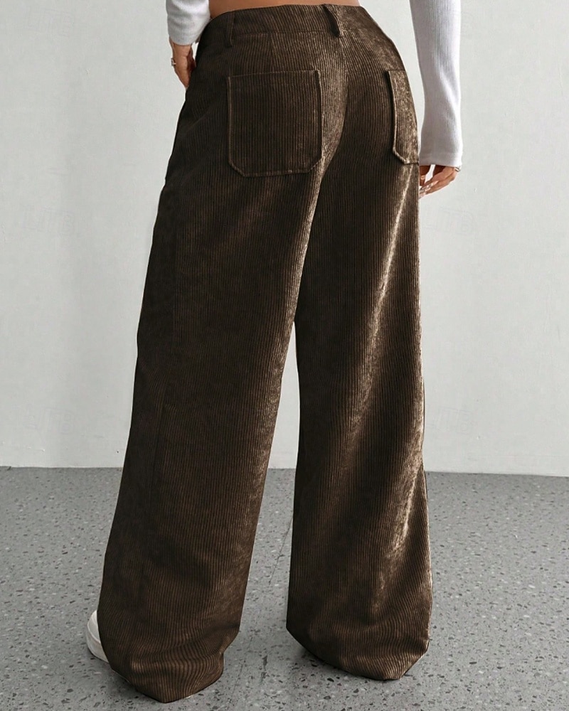 Per donna Culotte Gamba Larga Chinos Streetwear Casual Lunghezza intera Vita media Semplice Tasca Elastico in vita Confortevole Inelastico Quotidiano All'aperto Vacanza Aalbicocca Grigio Blu marina del 2026 a $14.49 –P14