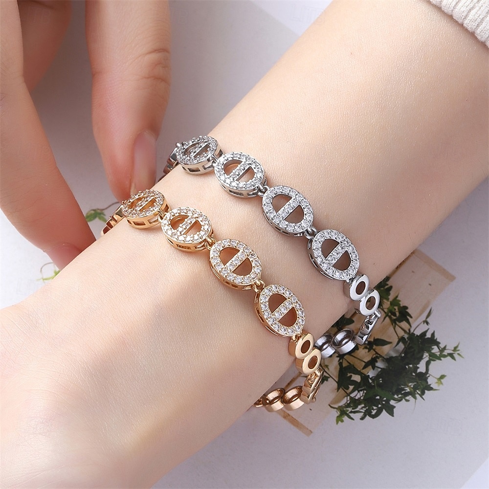 Zircone Classico Animale Moda Personalizzato Lusso Rame Gioielli braccialetto Argento / Oro Per Matrimonio Feste Fidanzamento Balli di fine anno del 2025 a $14.99 –P1