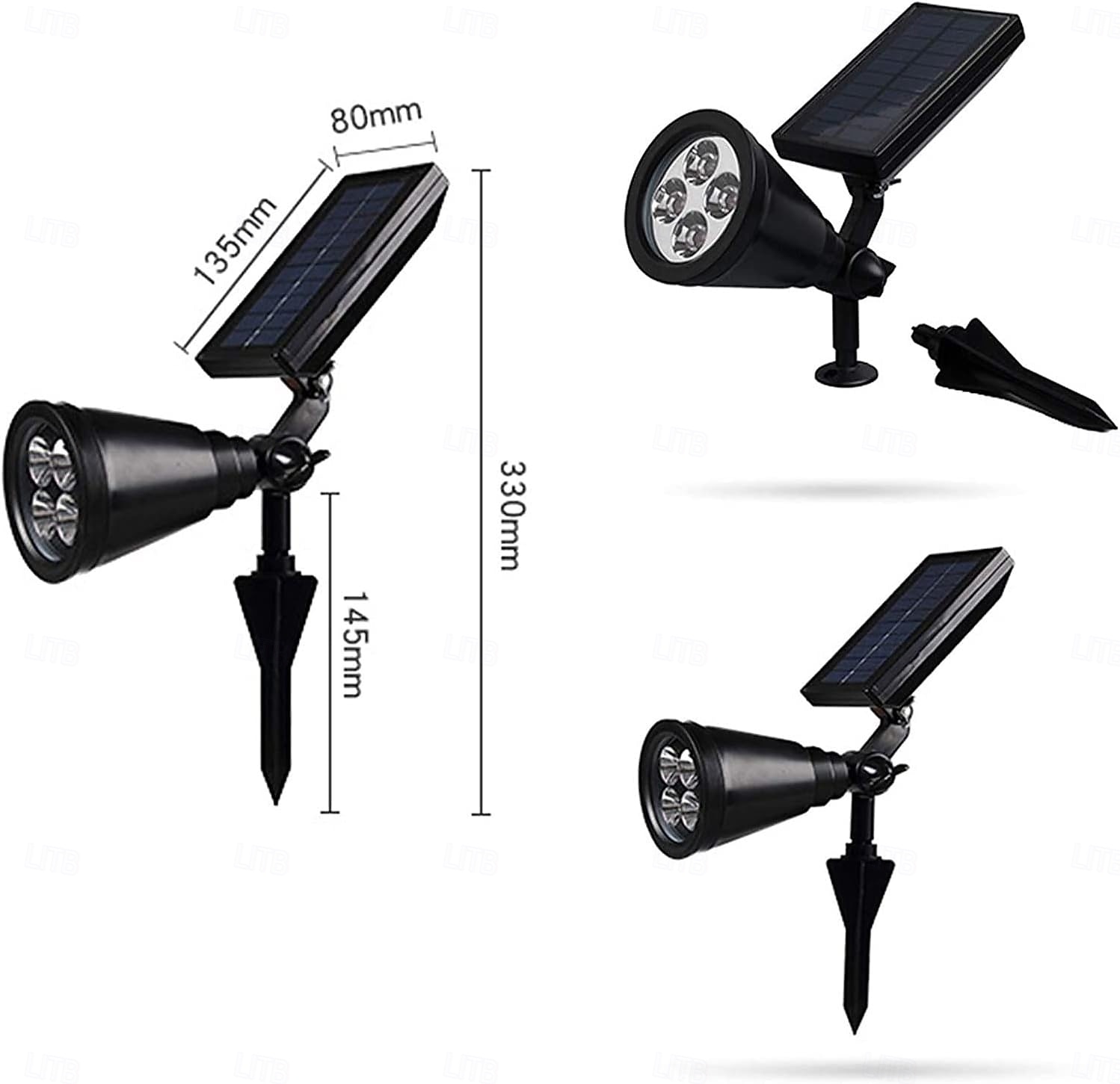 Solární bodová světla, venkovní solární světla, solární reflektory, světlo na vlajkový stožár, vodotěsné, venkovní osvětlení krajiny pro vlajku, osvětlení dvorku, terasy, cesty, sochy, palmy, cedule 2026 - $32.99 –P4