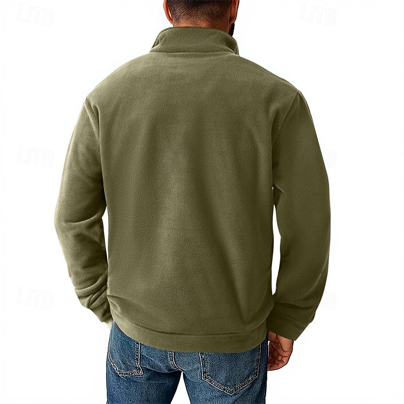 Men's Sweatshirt Fleece Sweatshirt Pullover Quarter Zip Sweatshirt Black Army Green Navy Blue Khaki Dark Gray Half Zip Plain Casual Daily Sports & Outdoor Polyester Streetwear Basic Casual Fall 2026 - $32.99 –P8