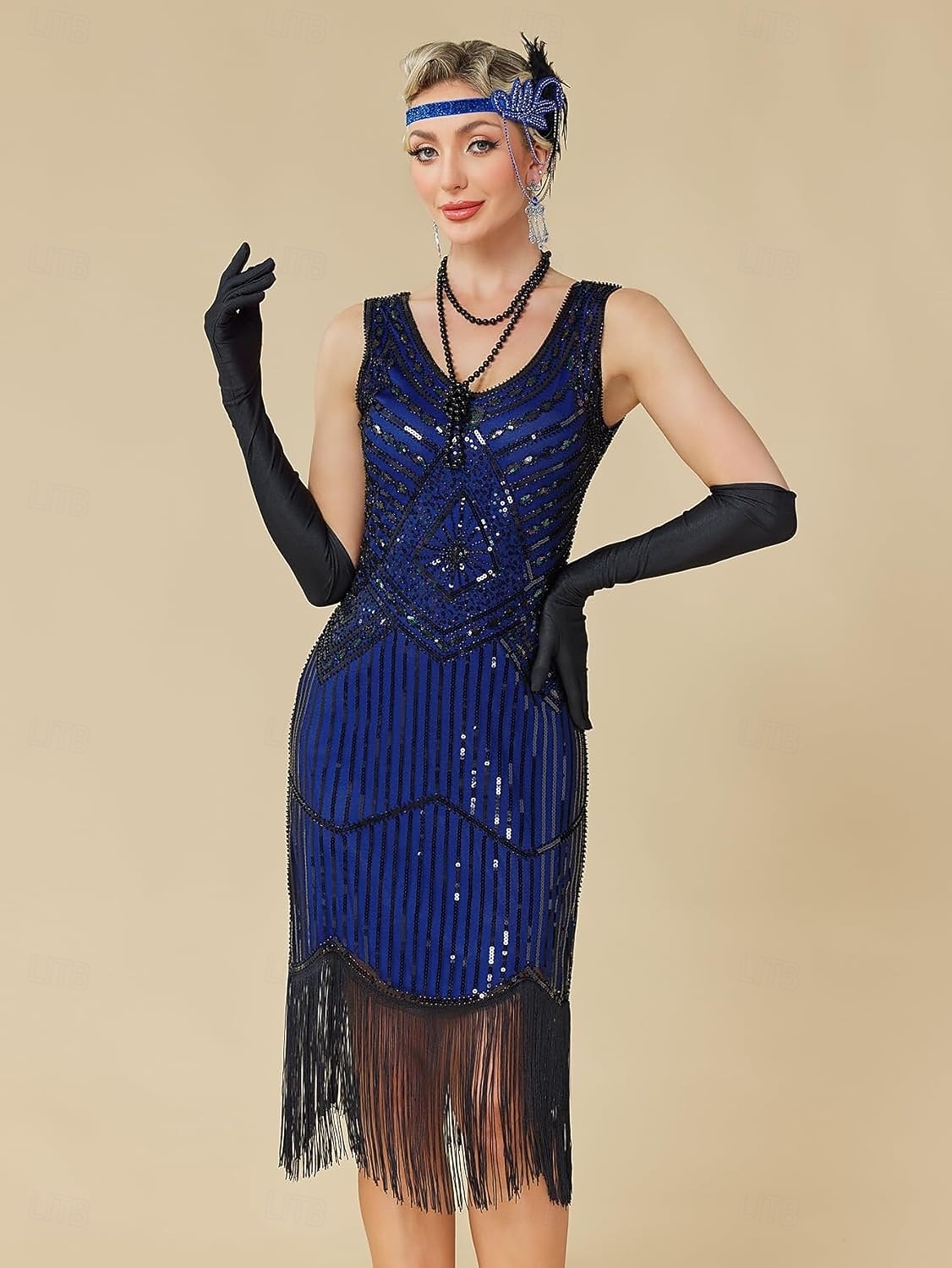 Conjunto Loucos anos 20 Anos 20 Até os Joelhos Vestidos Vestido melindroso Roupa com acessórios Sem Mangas O Grande Gatsby charleston Paetês Franjas Pena Decote V Fantasia Mulheres Carnaval Ano Novo de 2026 por $69.99 –P19