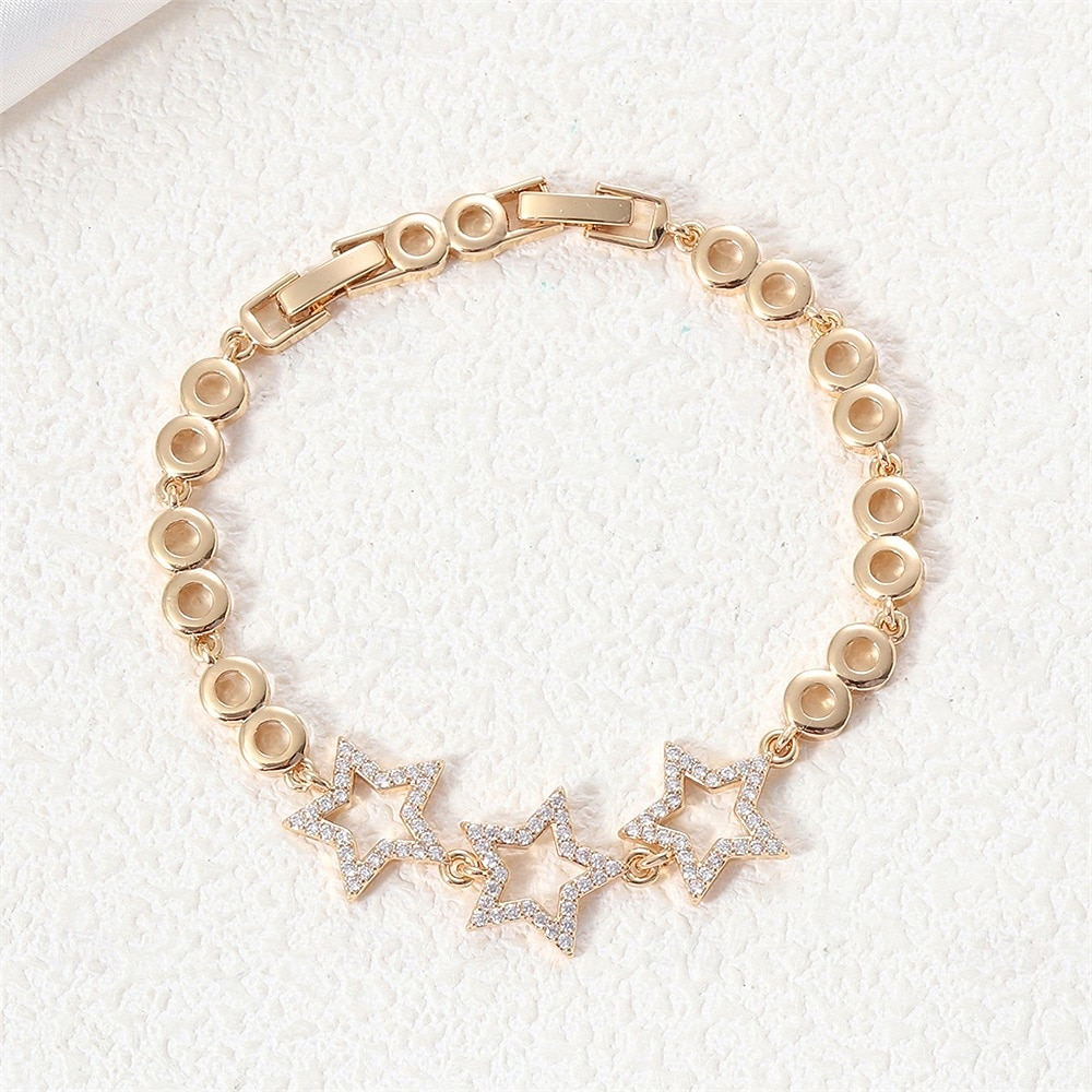 Zircone Classico Stella Vintage Moda Personalizzato Di tendenza Cromo Gioielli braccialetto Argento / Oro Per Matrimonio Feste Fidanzamento Balli di fine anno del 2026 a $17.49 –P3