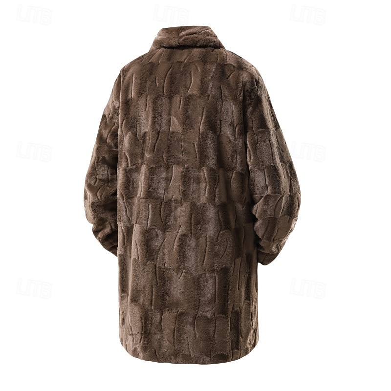 Hombre Chaqueta de Invierno Abrigo de piel sintética Vacaciones Diario Mantiene abrigado Vellón Otoño Invierno Plano Moda Ropa de calle Diseño Largo Negro Marrón Chaquetas 2026 - $75.99 –P2