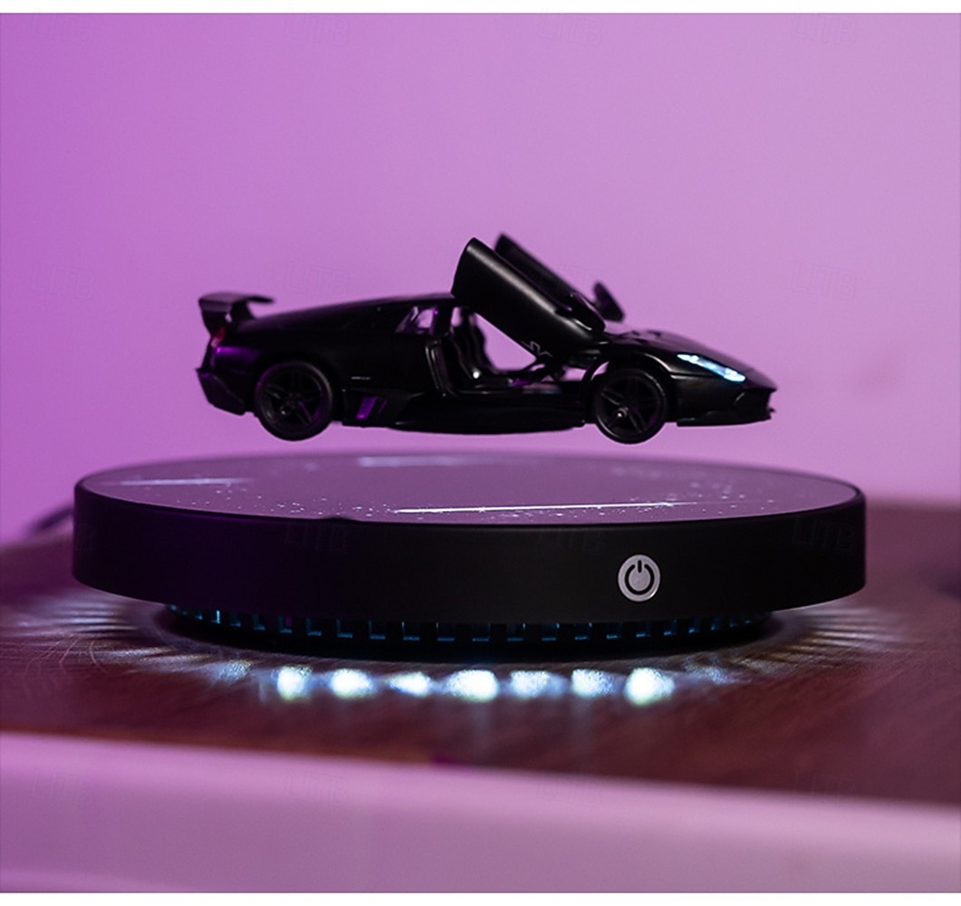 Auto Nera a Levitazione Magnetica con Base Circolare Luminosa e Stellata con Effetto di Illuminazione LED Reale a Risparmio Energetico Controllato da Interruttore Rotazione Libera nell'Aria Regalo di del 2026 a $109.99 –P6