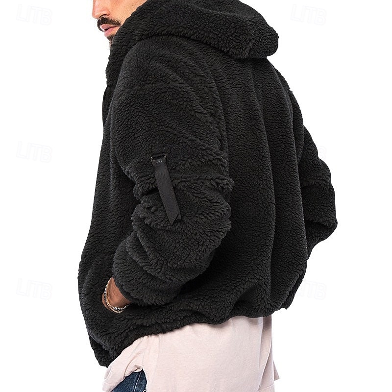 Homens Casaco de inverno Casaco de pelúcia Jaqueta casual Ao ar livre Casual Térmico / Quente Bolsos Zip Completo Outono Inverno Tecido Roupa de rua Diário Com Capuz Padrão Preto Azul Marinha cáqui de 2026 por $34.99 –P13
