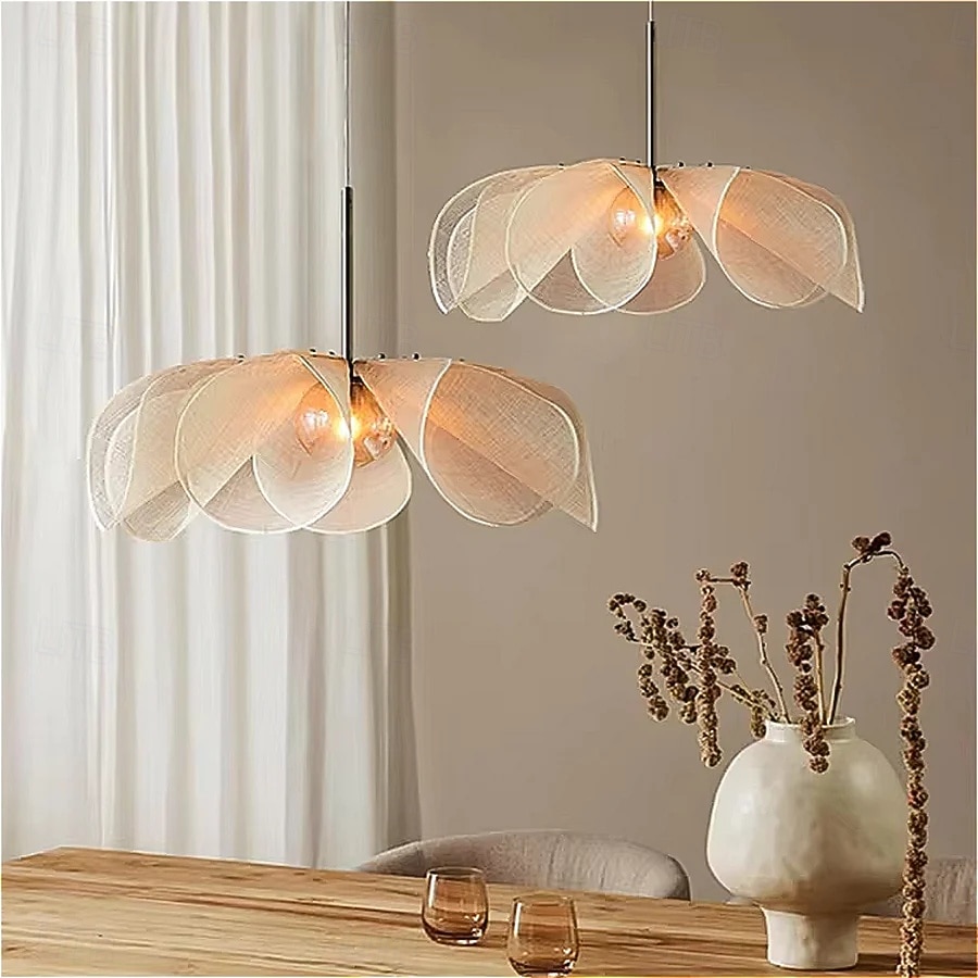 LED virágos függőlámpa nappaliba, tetőtéri függőlámpák lakberendezés krémszínű csillár vintage csillárok 2026 - $449.99 –P1