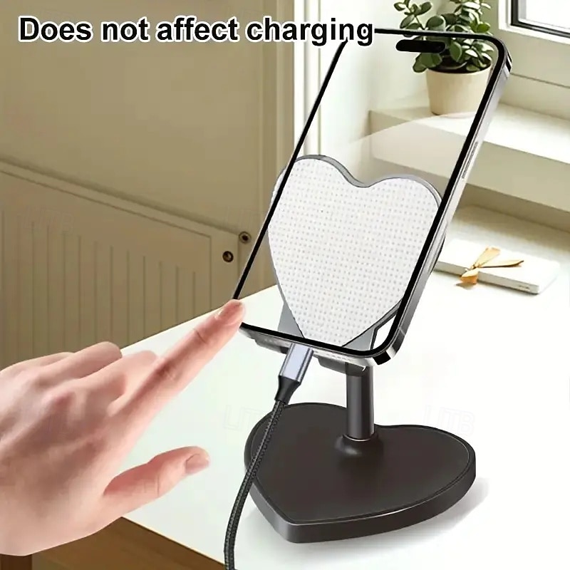 2 Pack Heart-shaped desktop phone stand with an adjustable folding design compatible with various smartphones and tablets suitable for multiple mobile devices. 2026 - $10.99 –P4