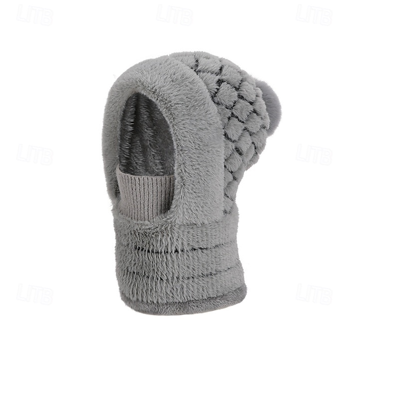 Czapka beanie 3 w 1, ocieplacz na szyję i osłona twarzy, zimowa, ciepła czapka beanie z maską na twarz i ocieplaczem na szyję dla kobiet, do jazdy na rowerze na świeżym powietrzu, jazdy na nartach, nauszniki z dzianiny, wygodna, pełna osłona głowy, zimna  2026 - $25.99 –P6