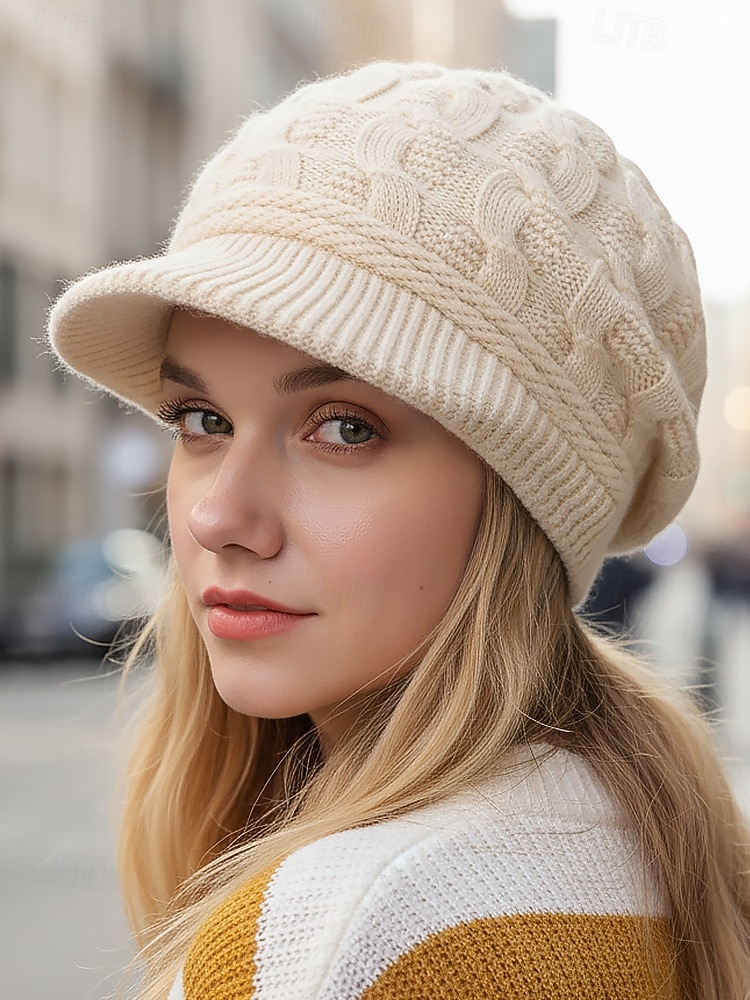 Damska czapka z dzianiny akrylowej z podszewką z polaru, w wielu kolorach, wygodna i stylowa na święta Bożego Narodzenia i zimowe aktywności 2026 - $11.99 –P7