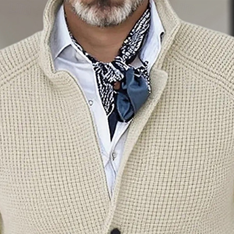 Per uomo Felpa Cardigan A Coste Maglia Top Regolari Lavorato a maglia Bottonato Semplice Colletto Mao Vacanza Moda Casuale Abbigliamento quotidiano Abbigliamento Primavera & Autunno Blu Nero S M L del 2026 a $30.99 –P14