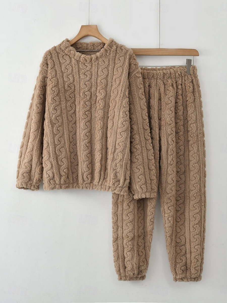 Női Pizsama Alkalmi Kényelmes Tiszta szín Rugalmas derék Nadrág Otthon Napi Hosszú ujj Terített nyak Fehér Rubin Sötétkék Bíbor Khakizöld Tavasz Ősz Tél Laza öltözet 2026 - $24.99 –P2