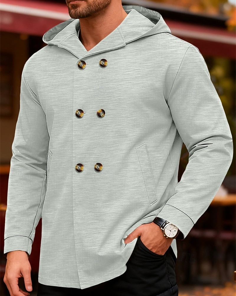 Per uomo Giacca Leggera Giacca Casual Giacca con Cappuccio All'aperto Quotidiano Doppiopetto Primavera Autunno Semplice Streetwear Quotidiano Con Cappuccio Regolare Blu Nero Verde chiaro Rosso Cachi del 2026 a $33.99 –P4