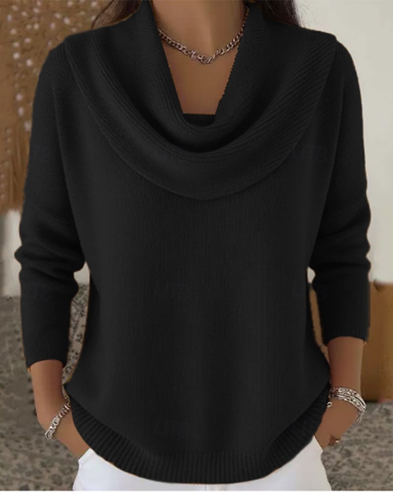 Dámské Svetr Rolák Šik ven Na běžné nošení Pevná barva Rolák Pletený Dlouhý rukáv Běžné topy Plést Dovolená Jdeme ven Víkend Černá Bílá Podzim Zima 2025 - $33.99 –P5