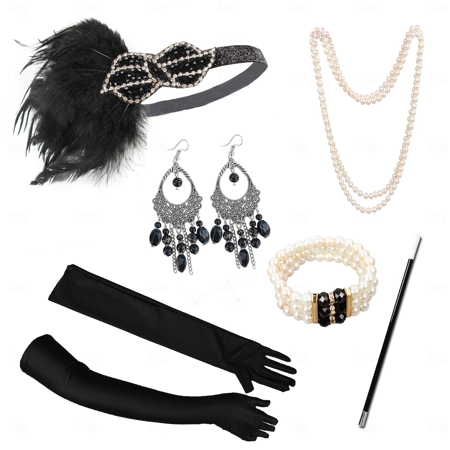 Conjunto Rugido 20s 1920s Retro Antiguo Diadema de estilo flapper Para la Cabeza Conjunto de accesorios El gran Gatsby Chica de la aleta Pluma Disfraz Mujer Navidad Carnaval Mascarada Fiesta temática 2026 - $22.05 –P6