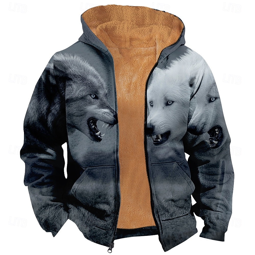 Homme Loup Polaire Sweat à capuche Veste Sweatshirt Classique Militaire Chasse manche longue Col ras du cou Extérieur Camping Noir Bleu de minuit Gris Gris 2 Zip Up Automne Hiver Designer S M L XL de 2026 ? $41.99 –P3